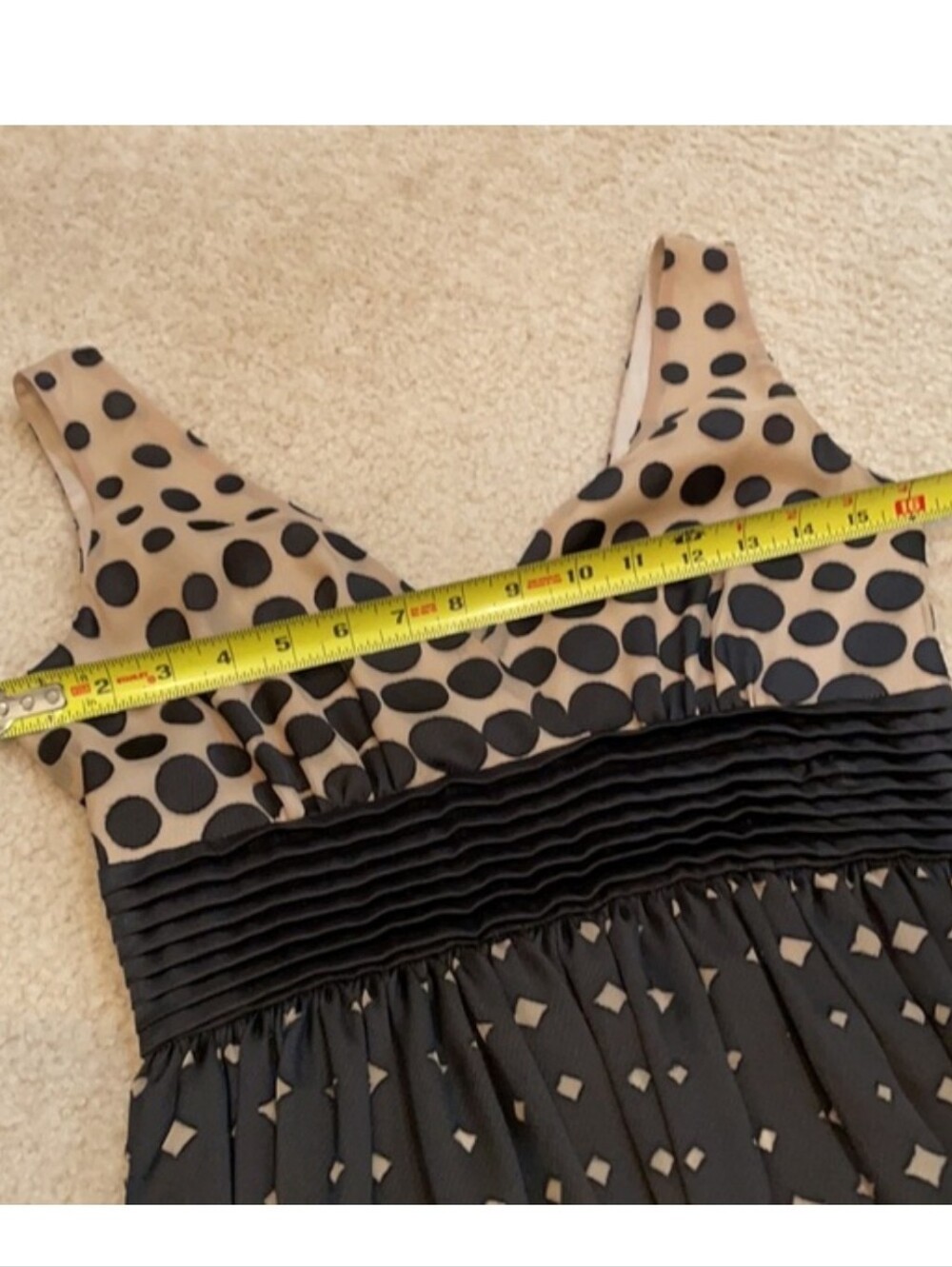 Burlapp By Anthropologie Black Polka Dot Beige A-Line Dress - Picture 7 of 7